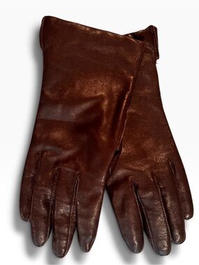 Vintage 70s 80s Fownes Leather Gloves Womens Size 7-1/2 Brown E-5